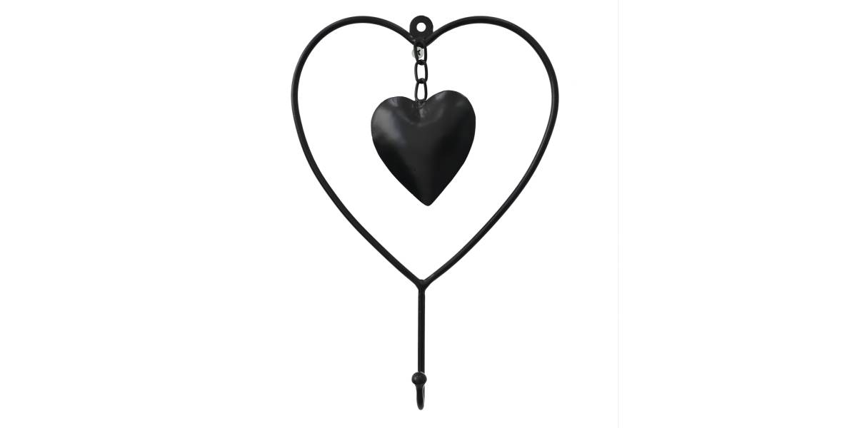 ΔΙΑΚΟΣΜΗΤΙΚΟ ΤΟΙΧΟΥ ΜΕΤΑΛΛΙΚΟ ΜΑΥΡΗ ΚΑΡΔΙΑ HM7563 18.4x4.4x26.7 εκ.