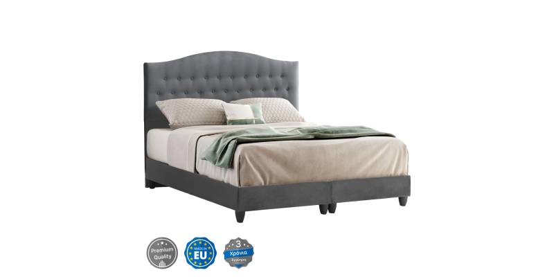ΚΡΕΒΑΤΙ MALENA ΑΠΟ ΓΚΡΙ ΒΕΛΟΥΔΟ HM638.10 ΓΙΑ ΣΤΡΩΜΑ 150x200 εκ.