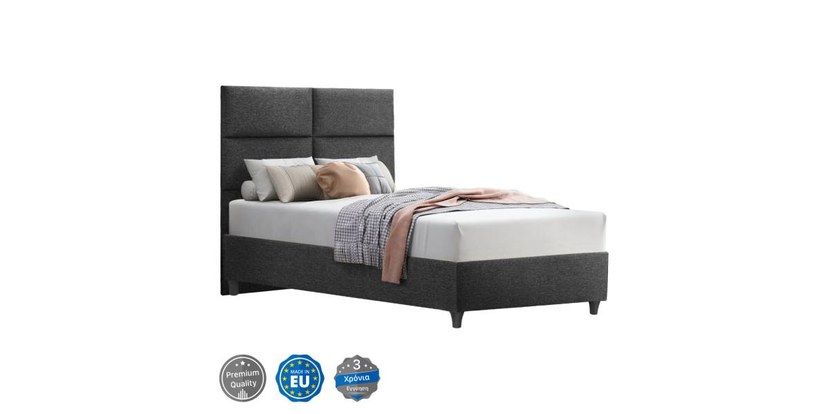 ΚΡΕΒΑΤΙ MILO ΑΠΟ ΓΚΡΙ ΥΦΑΣΜΑ HM646.01 ΓΙΑ ΣΤΡΩΜΑ 120x200 εκ.