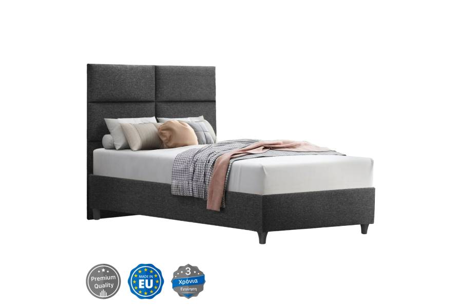 ΚΡΕΒΑΤΙ MILO ΑΠΟ ΓΚΡΙ ΥΦΑΣΜΑ HM646.01 ΓΙΑ ΣΤΡΩΜΑ 120x200 εκ.