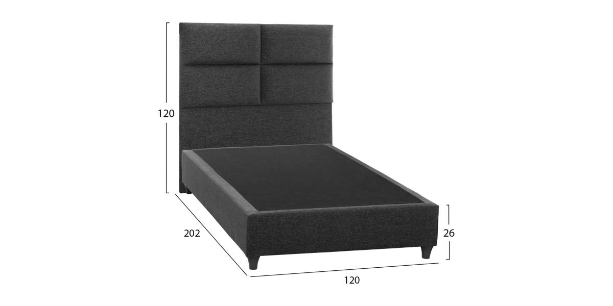 ΚΡΕΒΑΤΙ MILO ΑΠΟ ΓΚΡΙ ΥΦΑΣΜΑ HM646.01 ΓΙΑ ΣΤΡΩΜΑ 120x200 εκ.