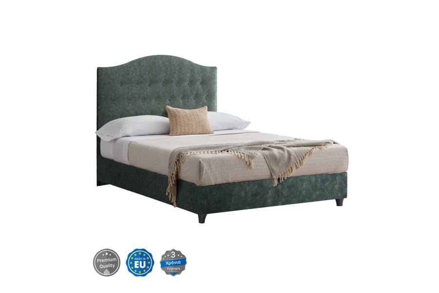 ΚΡΕΒΑΤΙ MALENA ΑΠΟ ΠΡΑΣΙΝΟ ΥΦΑΣΜΑ τύπου NUBUCK, HM647.27 ΓΙΑ ΣΤΡΩΜΑ 120x200 εκ.