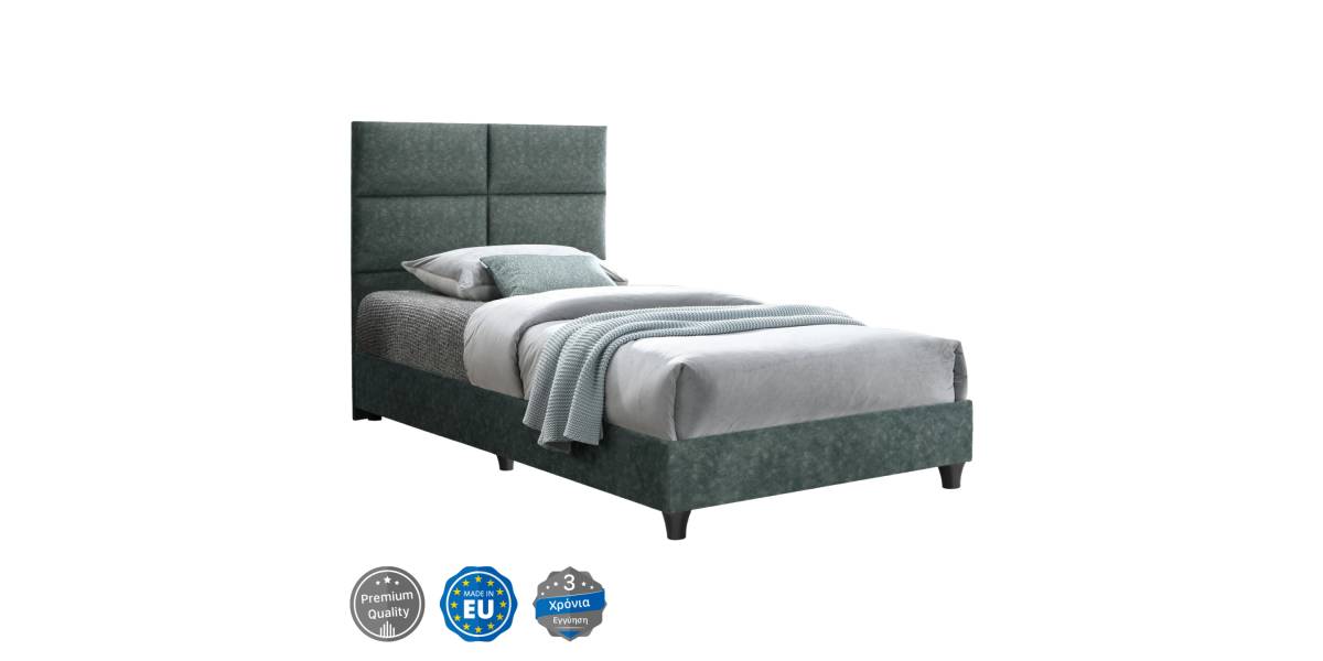 ΚΡΕΒΑΤΙ MILO ΑΠΟ ΠΡΑΣΙΝΟ ΥΦΑΣΜΑ τύπου NUBUCK HM652.27 ΓΙΑ ΣΤΡΩΜΑ 90x200 εκ.