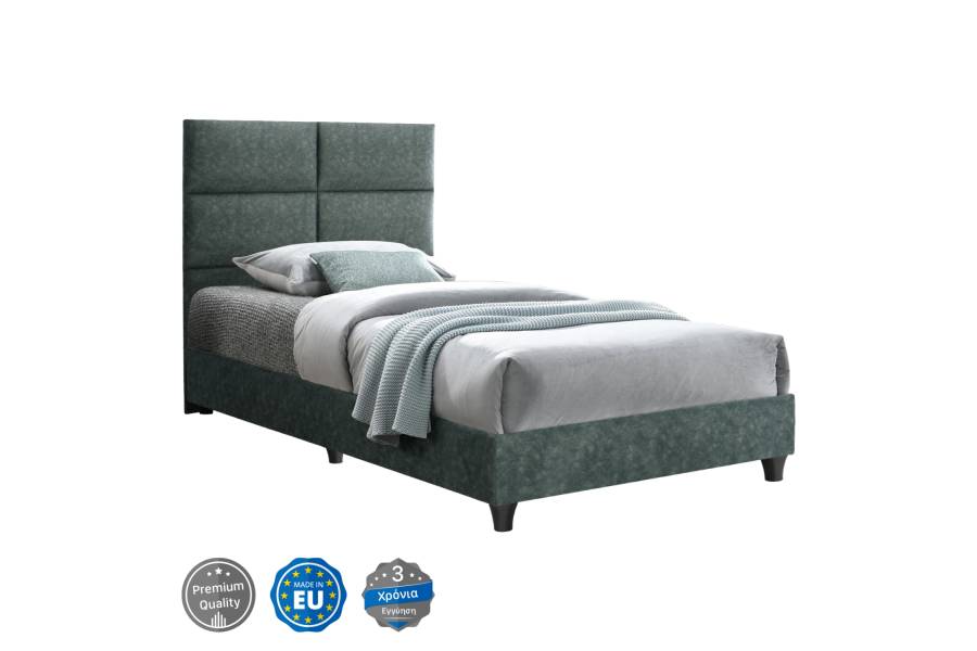 ΚΡΕΒΑΤΙ MILO ΑΠΟ ΠΡΑΣΙΝΟ ΥΦΑΣΜΑ τύπου NUBUCK HM652.27 ΓΙΑ ΣΤΡΩΜΑ 90x200 εκ.