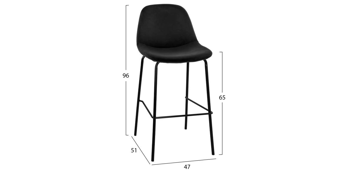 ΣΚΑΜΠΟ VINCENT HM9298.14 ΜΕΣΑΙΟΥ ΥΨΟΥΣ ΜΑΥΡΟ ΜΕ ΜΕΤΑΛΛΙΚΑ ΠΟΔΙΑ 47x51x96 εκ.