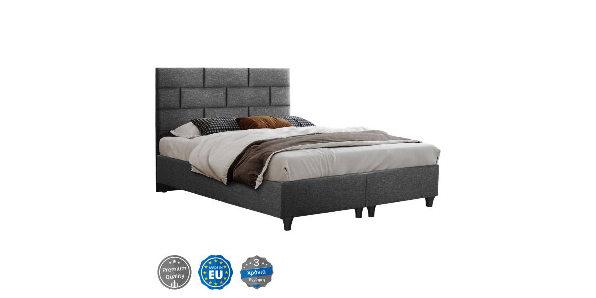 ΚΡΕΒΑΤΙ SOLEDAD ΑΠΟ ΓΚΡΙ ΥΦΑΣΜΑ HM644.01 ΓΙΑ ΣΤΡΩΜΑ 150x200 εκ.