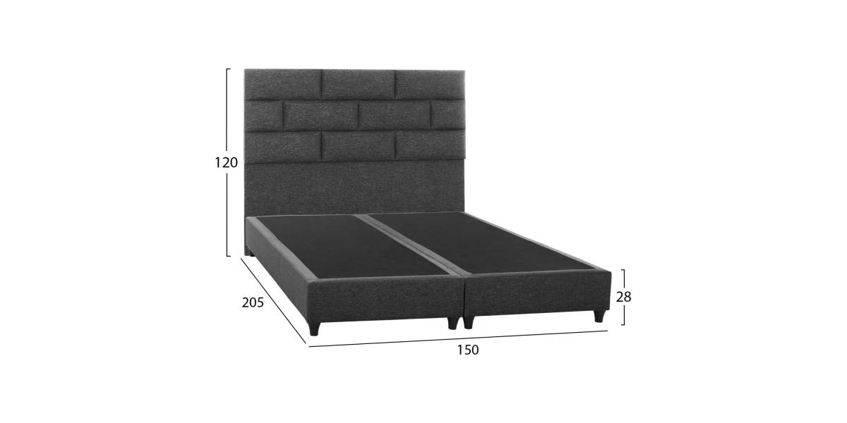 ΚΡΕΒΑΤΙ SOLEDAD ΑΠΟ ΓΚΡΙ ΥΦΑΣΜΑ HM644.01 ΓΙΑ ΣΤΡΩΜΑ 150x200 εκ.
