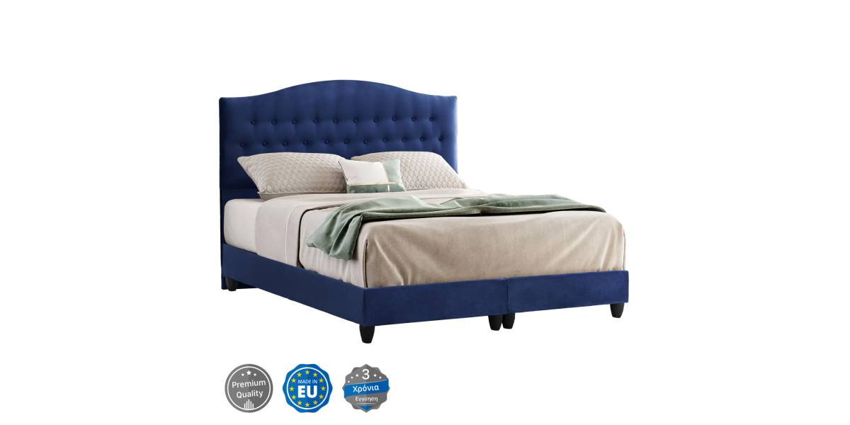 ΚΡΕΒΑΤΙ MALENA ΑΠΟ ΜΠΛΕ ΒΕΛΟΥΔΟ HM638.05 ΓΙΑ ΣΤΡΩΜΑ 150x200 εκ.