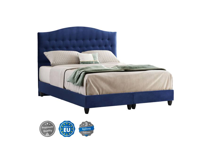 ΚΡΕΒΑΤΙ MALENA ΑΠΟ ΜΠΛΕ ΒΕΛΟΥΔΟ HM638.05 ΓΙΑ ΣΤΡΩΜΑ 150x200 εκ.