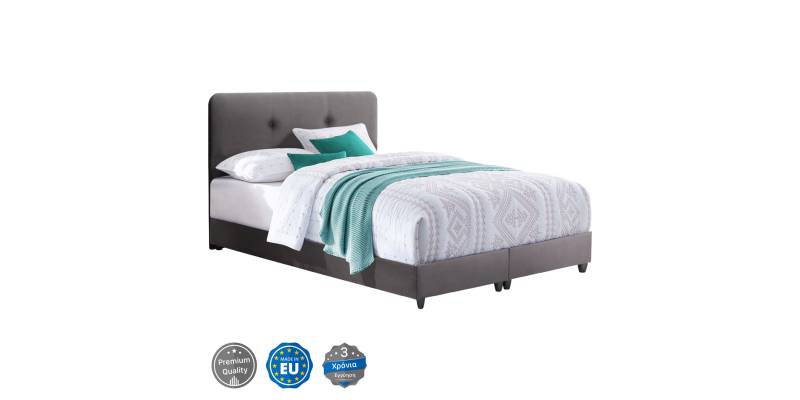 ΚΡΕΒΑΤΙ DOLORES ΑΠΟ ΓΚΡΙ ΒΕΛΟΥΔΟ HM637.10 ΓΙΑ ΣΤΡΩΜΑ 150x200 εκ.