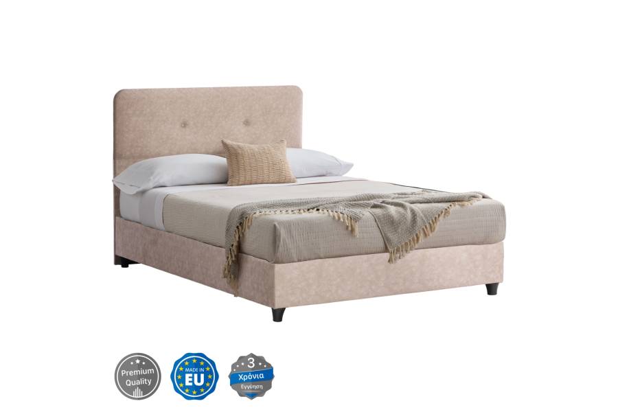ΚΡΕΒΑΤΙ HM648.22 DOLORES, ΜΠΕΖ ΥΦΑΣΜΑ τ.NUBUCK, 120x200 εκ.
