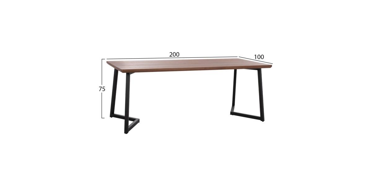 ΤΡΑΠΕΖΙ ΤΡΑΠΕΖΑΡΙΑΣ JAY HM9304.02 ΚΑΠΛΑΜΑΣ ΚΑΡΥΔΙΑΣ ΡΟΥΣΤΙΚ ΣΤΥΛ 200x100x75 εκ.