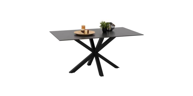 ΤΡΑΠΕΖΙ ΤΡΑΠΕΖΑΡΙΑΣ SYNTEC HM9308.01 SINTERED STONE ΜΑΥΡΟ ΜΕΤΑΛΛΙΚΑ ΠΟΔΙΑ 160x90x75Y εκ.