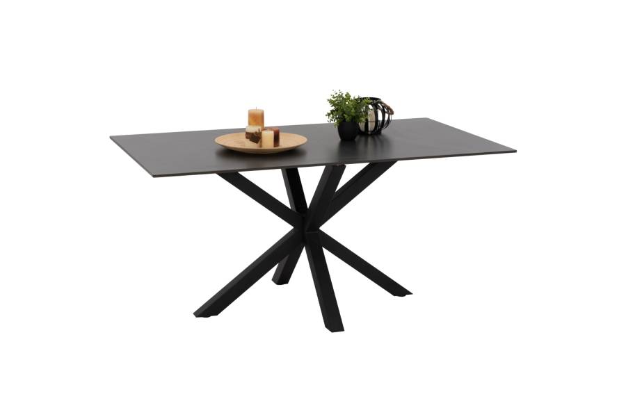 ΤΡΑΠΕΖΙ ΤΡΑΠΕΖΑΡΙΑΣ SYNTEC HM9308.01 SINTERED STONE ΜΑΥΡΟ ΜΕΤΑΛΛΙΚΑ ΠΟΔΙΑ 160x90x75Y εκ.