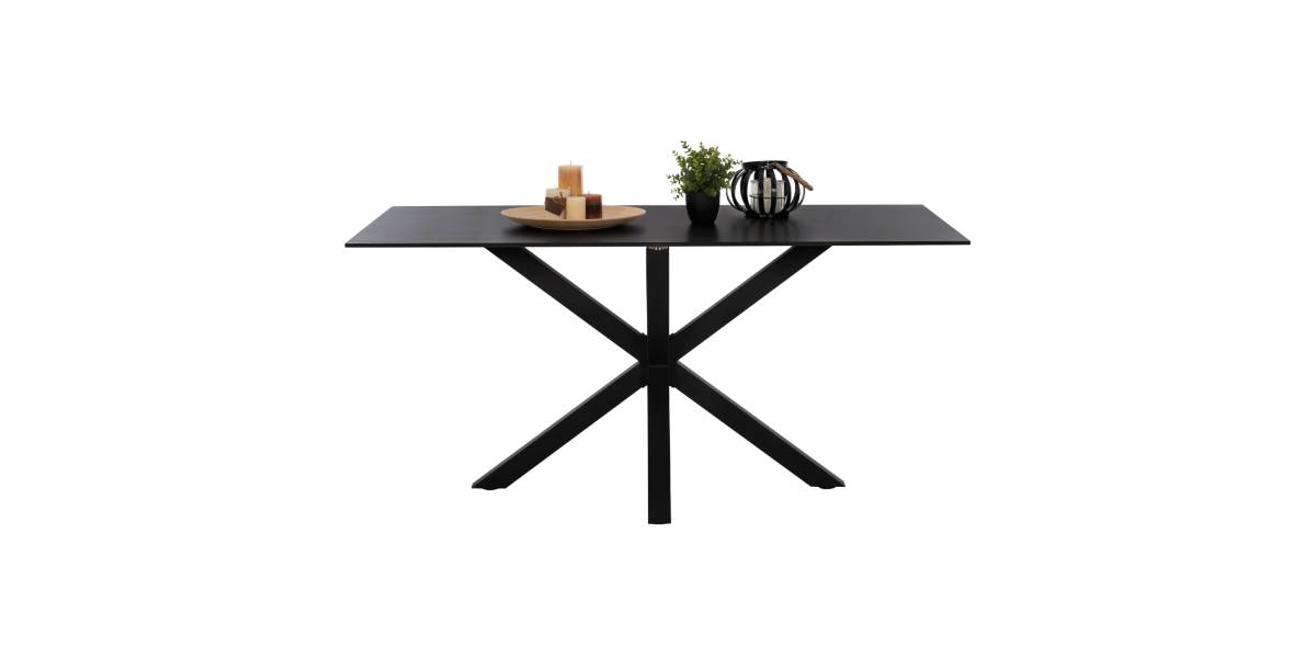ΤΡΑΠΕΖΙ ΤΡΑΠΕΖΑΡΙΑΣ SYNTEC HM9308.01 SINTERED STONE ΜΑΥΡΟ ΜΕΤΑΛΛΙΚΑ ΠΟΔΙΑ 160x90x75Y εκ.
