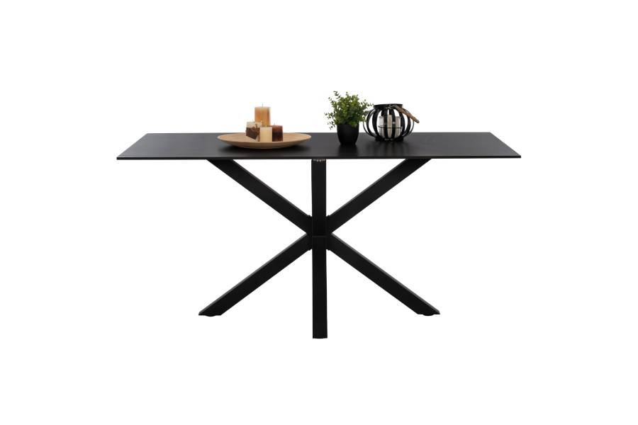 ΤΡΑΠΕΖΙ ΤΡΑΠΕΖΑΡΙΑΣ SYNTEC HM9308.01 SINTERED STONE ΜΑΥΡΟ ΜΕΤΑΛΛΙΚΑ ΠΟΔΙΑ 160x90x75Y εκ.