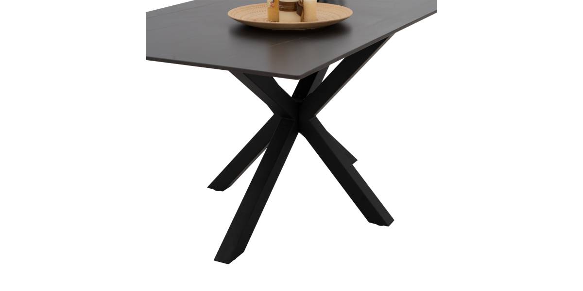 ΤΡΑΠΕΖΙ ΤΡΑΠΕΖΑΡΙΑΣ SYNTEC HM9308.01 SINTERED STONE ΜΑΥΡΟ ΜΕΤΑΛΛΙΚΑ ΠΟΔΙΑ 160x90x75Y εκ.