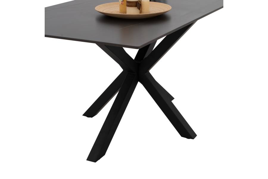 ΤΡΑΠΕΖΙ ΤΡΑΠΕΖΑΡΙΑΣ SYNTEC HM9308.01 SINTERED STONE ΜΑΥΡΟ ΜΕΤΑΛΛΙΚΑ ΠΟΔΙΑ 160x90x75Y εκ.