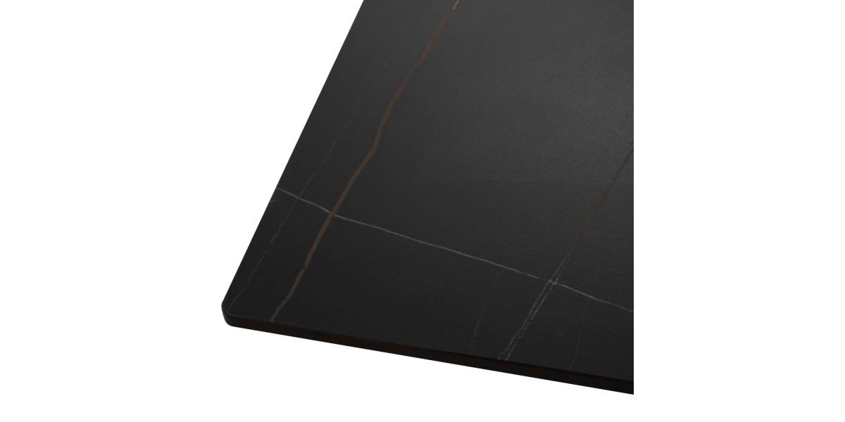 ΤΡΑΠΕΖΙ ΤΡΑΠΕΖΑΡΙΑΣ SYNTEC HM9308.01 SINTERED STONE ΜΑΥΡΟ ΜΕΤΑΛΛΙΚΑ ΠΟΔΙΑ 160x90x75Y εκ.