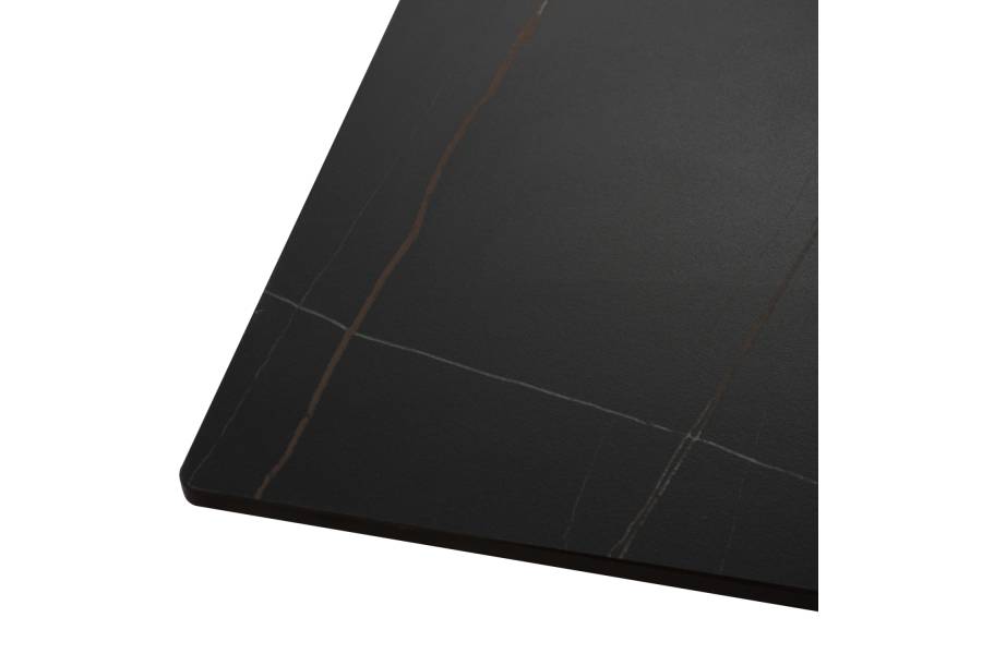 ΤΡΑΠΕΖΙ ΤΡΑΠΕΖΑΡΙΑΣ SYNTEC HM9308.01 SINTERED STONE ΜΑΥΡΟ ΜΕΤΑΛΛΙΚΑ ΠΟΔΙΑ 160x90x75Y εκ.
