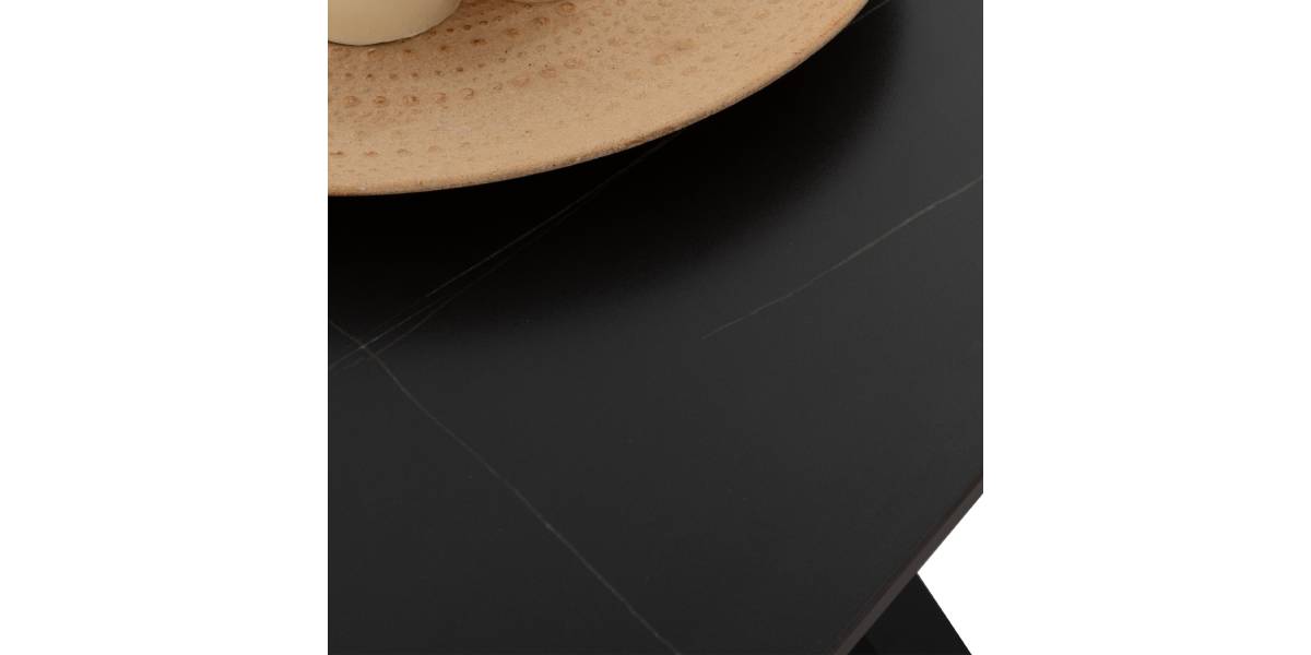 ΤΡΑΠΕΖΙ ΤΡΑΠΕΖΑΡΙΑΣ SYNTEC HM9308.01 SINTERED STONE ΜΑΥΡΟ ΜΕΤΑΛΛΙΚΑ ΠΟΔΙΑ 160x90x75Y εκ.