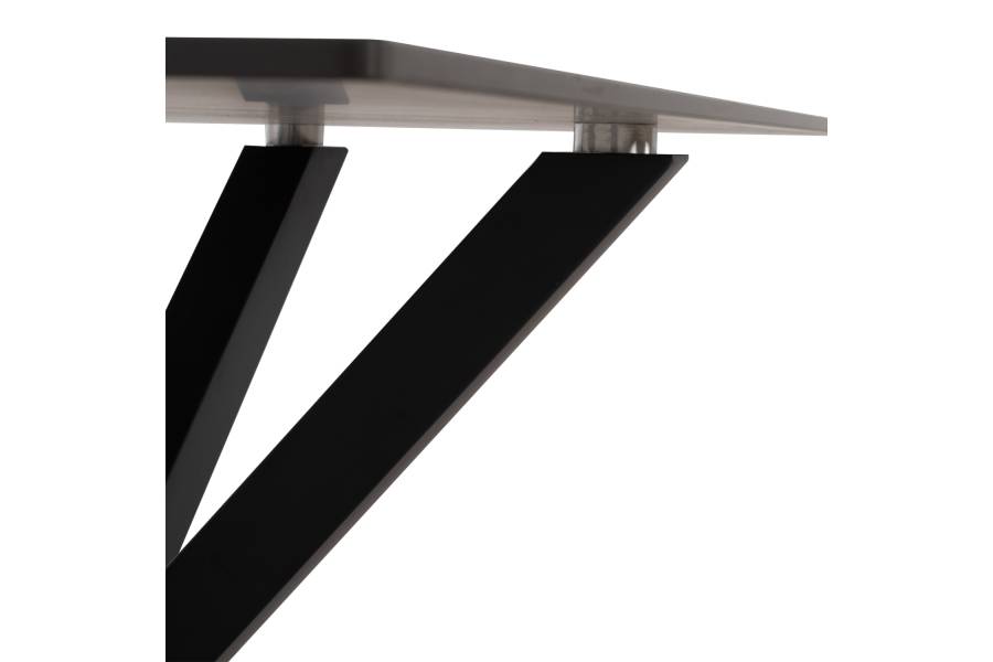 ΤΡΑΠΕΖΙ ΤΡΑΠΕΖΑΡΙΑΣ SYNTEC HM9308.01 SINTERED STONE ΜΑΥΡΟ ΜΕΤΑΛΛΙΚΑ ΠΟΔΙΑ 160x90x75Y εκ.