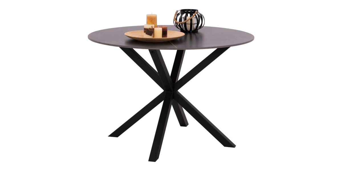 ΤΡΑΠΕΖΙ ΤΡΑΠΕΖΑΡΙΑΣ ΣΤΡΟΓΓΥΛΟ SYNTEC HM9309.01 SINTERED STONE ΜΑΥΡΟ ΜΕΤΑΛΛΙΚΑ ΠΟΔΙΑ Φ115x75Y εκ.