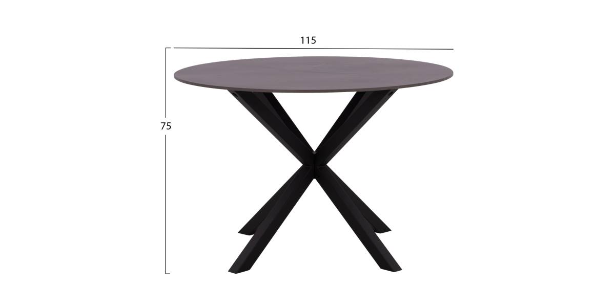ΤΡΑΠΕΖΙ ΤΡΑΠΕΖΑΡΙΑΣ ΣΤΡΟΓΓΥΛΟ SYNTEC HM9309.01 SINTERED STONE ΜΑΥΡΟ ΜΕΤΑΛΛΙΚΑ ΠΟΔΙΑ Φ115x75Y εκ.