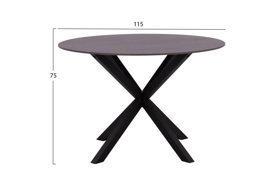 ΤΡΑΠΕΖΙ ΤΡΑΠΕΖΑΡΙΑΣ ΣΤΡΟΓΓΥΛΟ SYNTEC HM9309.01 SINTERED STONE ΜΑΥΡΟ ΜΕΤΑΛΛΙΚΑ ΠΟΔΙΑ Φ115x75Y εκ.