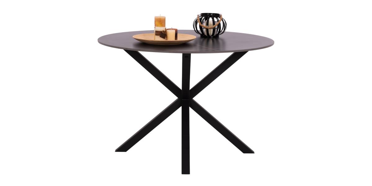 ΤΡΑΠΕΖΙ ΤΡΑΠΕΖΑΡΙΑΣ ΣΤΡΟΓΓΥΛΟ SYNTEC HM9309.01 SINTERED STONE ΜΑΥΡΟ ΜΕΤΑΛΛΙΚΑ ΠΟΔΙΑ Φ115x75Y εκ.