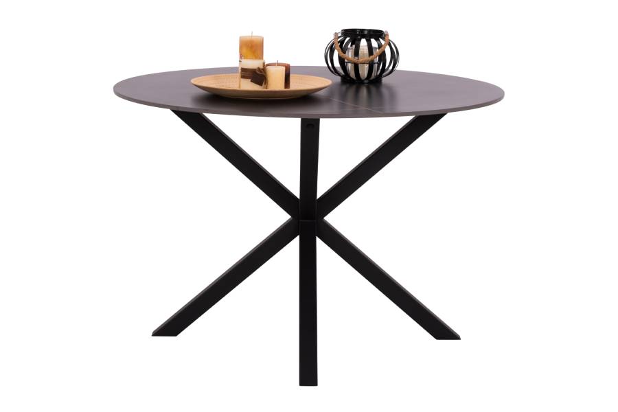 ΤΡΑΠΕΖΙ ΤΡΑΠΕΖΑΡΙΑΣ ΣΤΡΟΓΓΥΛΟ SYNTEC HM9309.01 SINTERED STONE ΜΑΥΡΟ ΜΕΤΑΛΛΙΚΑ ΠΟΔΙΑ Φ115x75Y εκ.
