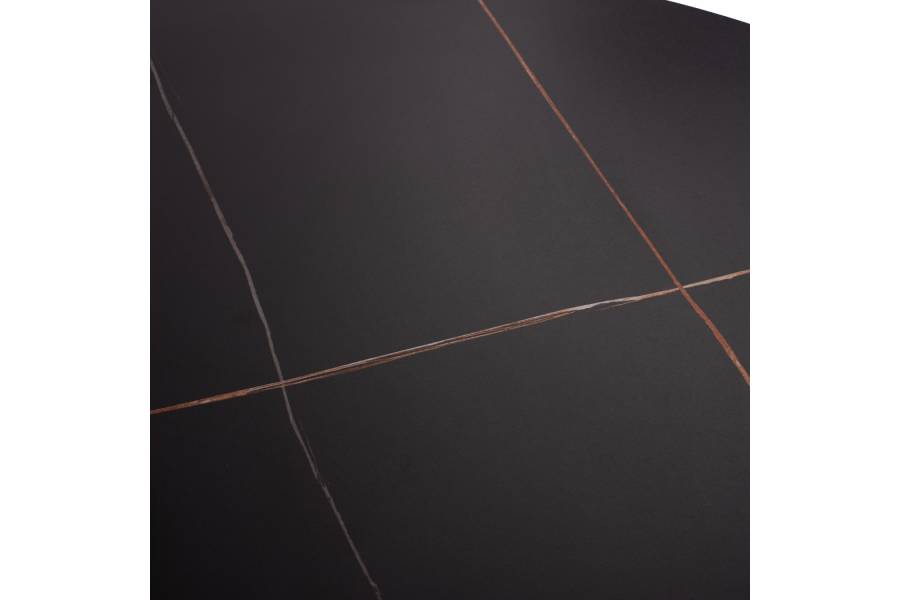 ΤΡΑΠΕΖΙ ΤΡΑΠΕΖΑΡΙΑΣ ΣΤΡΟΓΓΥΛΟ SYNTEC HM9309.01 SINTERED STONE ΜΑΥΡΟ ΜΕΤΑΛΛΙΚΑ ΠΟΔΙΑ Φ115x75Y εκ.