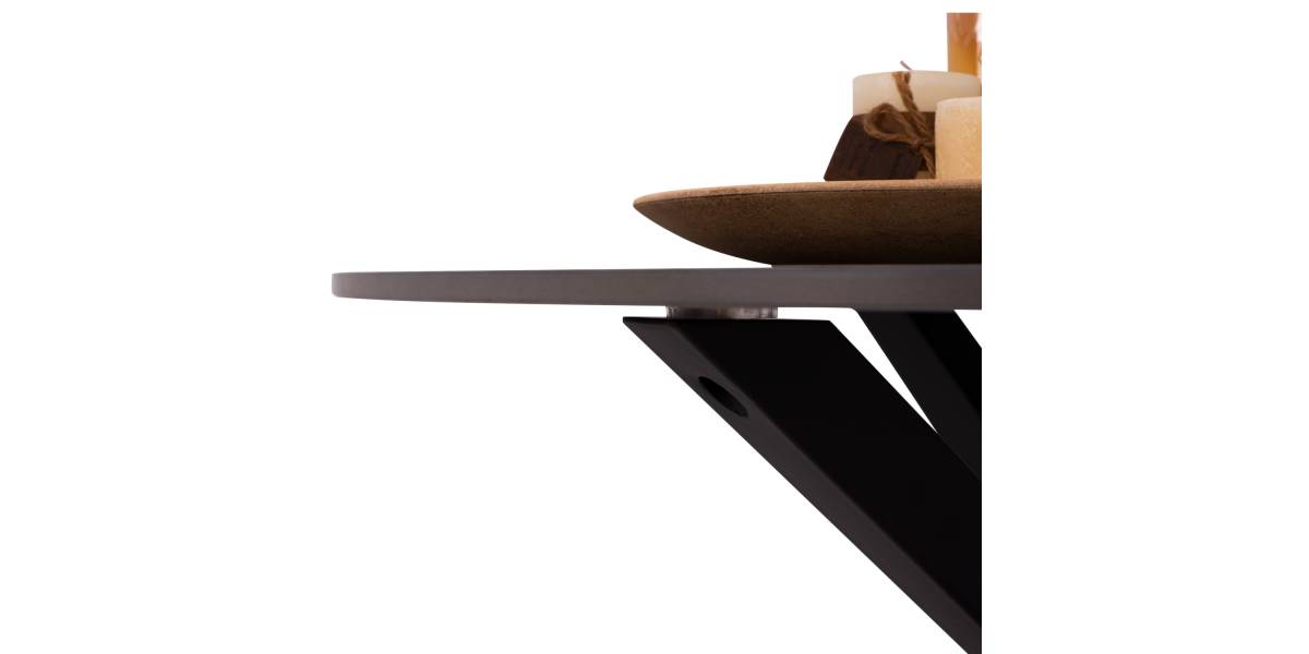 ΤΡΑΠΕΖΙ ΤΡΑΠΕΖΑΡΙΑΣ ΣΤΡΟΓΓΥΛΟ SYNTEC HM9309.01 SINTERED STONE ΜΑΥΡΟ ΜΕΤΑΛΛΙΚΑ ΠΟΔΙΑ Φ115x75Y εκ.