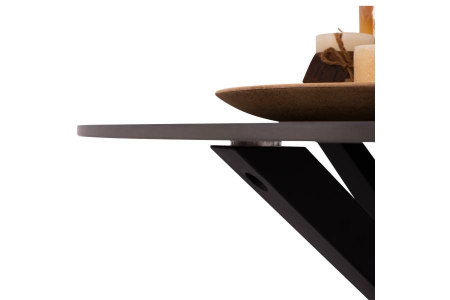 ΤΡΑΠΕΖΙ ΤΡΑΠΕΖΑΡΙΑΣ ΣΤΡΟΓΓΥΛΟ SYNTEC HM9309.01 SINTERED STONE ΜΑΥΡΟ ΜΕΤΑΛΛΙΚΑ ΠΟΔΙΑ Φ115x75Y εκ.