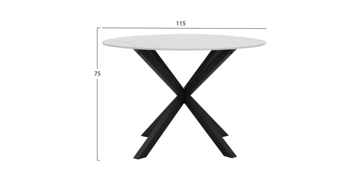 ΤΡΑΠΕΖΙ ΤΡΑΠΕΖΑΡΙΑΣ ΣΤΡΟΓΓΥΛΟ SYNTEC HM9309.02 SINTERED STONE ΛΕΥΚΟ ΜΕΤΑΛ.ΠΟΔΙΑ Φ115x75Y εκ.
