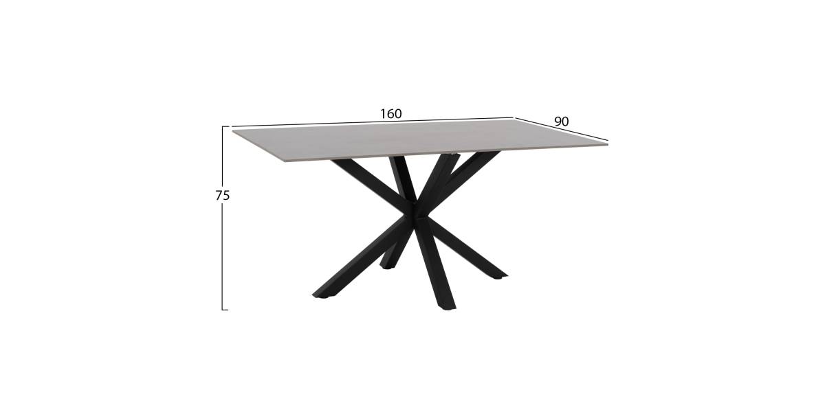 ΤΡΑΠΕΖΙ ΤΡΑΠΕΖΑΡΙΑΣ SYNTEC HM9308.03 SINTERED STONE ΓΚΡΙ ΜΕΤΑΛΛΙΚΑ ΠΟΔΙΑ 160x90x75Υεκ.