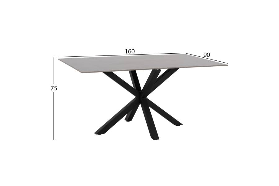 ΤΡΑΠΕΖΙ ΤΡΑΠΕΖΑΡΙΑΣ SYNTEC HM9308.03 SINTERED STONE ΓΚΡΙ ΜΕΤΑΛΛΙΚΑ ΠΟΔΙΑ 160x90x75Υεκ.
