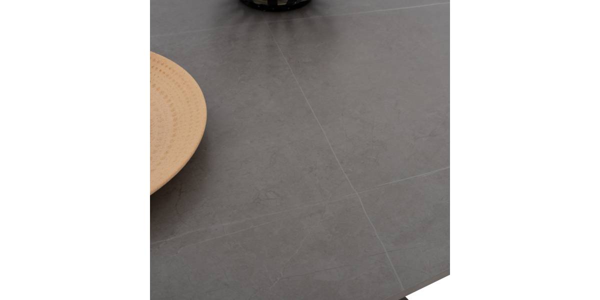 ΤΡΑΠΕΖΙ ΤΡΑΠΕΖΑΡΙΑΣ SYNTEC HM9308.03 SINTERED STONE ΓΚΡΙ ΜΕΤΑΛΛΙΚΑ ΠΟΔΙΑ 160x90x75Υεκ.