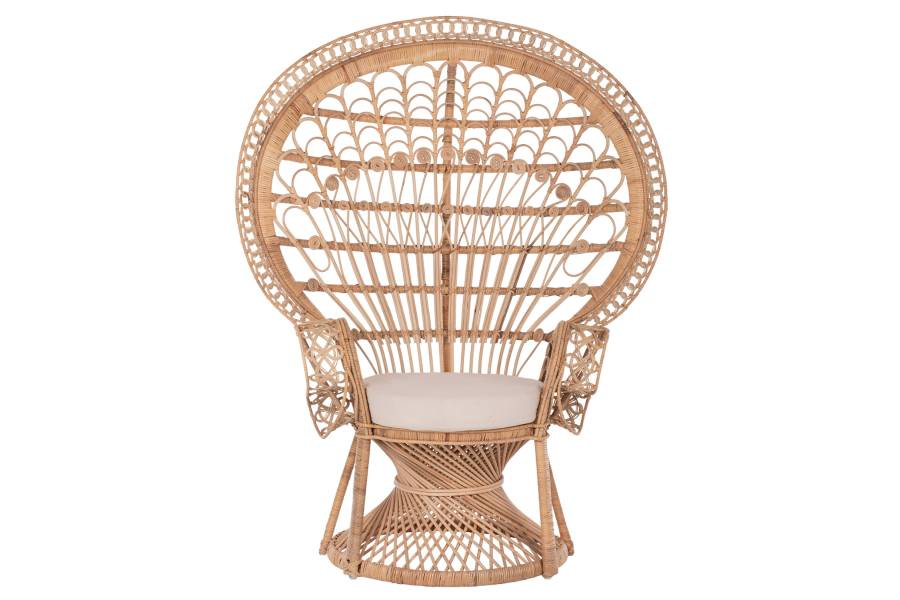 ΠΟΛΥΘΡΟΝΑ ROYAL PEACOCK HM9342 RATTAN ΣΕ ΦΥΣΙΚΟ-ΜΑΞΙΛΑΡΙ ΜΠΕΖ 114x72x150Yεκ.