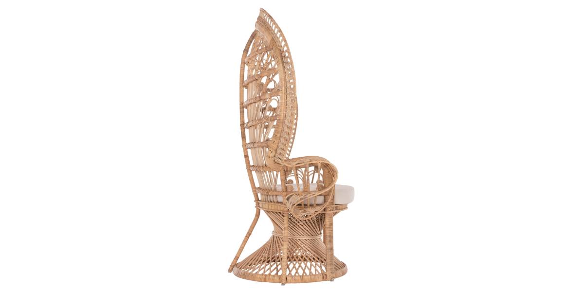 ΠΟΛΥΘΡΟΝΑ ROYAL PEACOCK HM9342 RATTAN ΣΕ ΦΥΣΙΚΟ-ΜΑΞΙΛΑΡΙ ΜΠΕΖ 114x72x150Yεκ.