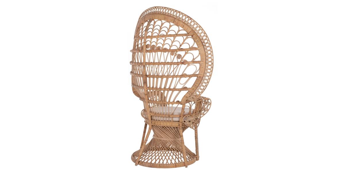 ΠΟΛΥΘΡΟΝΑ ROYAL PEACOCK HM9342 RATTAN ΣΕ ΦΥΣΙΚΟ-ΜΑΞΙΛΑΡΙ ΜΠΕΖ 114x72x150Yεκ.