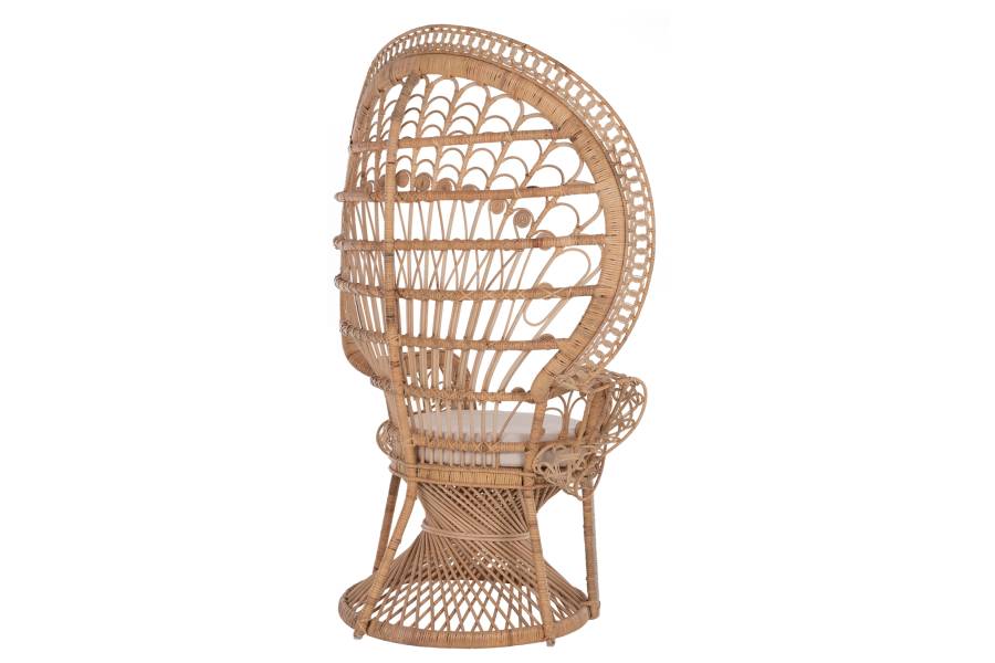 ΠΟΛΥΘΡΟΝΑ ROYAL PEACOCK HM9342 RATTAN ΣΕ ΦΥΣΙΚΟ-ΜΑΞΙΛΑΡΙ ΜΠΕΖ 114x72x150Yεκ.