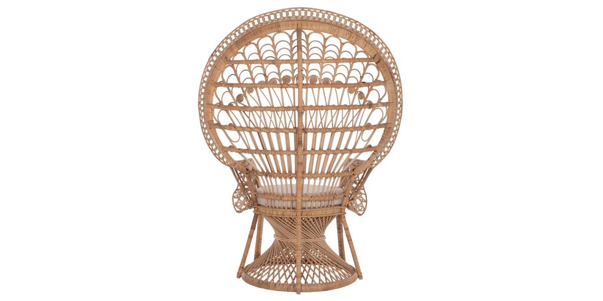 ΠΟΛΥΘΡΟΝΑ ROYAL PEACOCK HM9342 RATTAN ΣΕ ΦΥΣΙΚΟ-ΜΑΞΙΛΑΡΙ ΜΠΕΖ 114x72x150Yεκ.