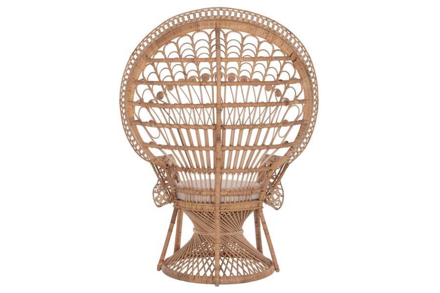ΠΟΛΥΘΡΟΝΑ ROYAL PEACOCK HM9342 RATTAN ΣΕ ΦΥΣΙΚΟ-ΜΑΞΙΛΑΡΙ ΜΠΕΖ 114x72x150Yεκ.