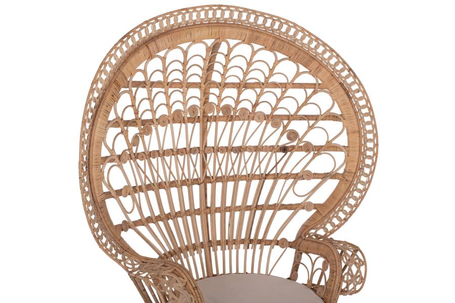 ΠΟΛΥΘΡΟΝΑ ROYAL PEACOCK HM9342 RATTAN ΣΕ ΦΥΣΙΚΟ-ΜΑΞΙΛΑΡΙ ΜΠΕΖ 114x72x150Yεκ.