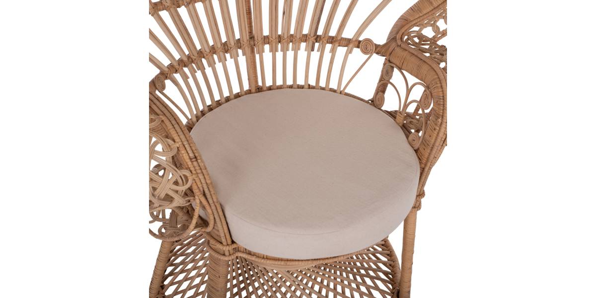 ΠΟΛΥΘΡΟΝΑ ROYAL PEACOCK HM9342 RATTAN ΣΕ ΦΥΣΙΚΟ-ΜΑΞΙΛΑΡΙ ΜΠΕΖ 114x72x150Yεκ.