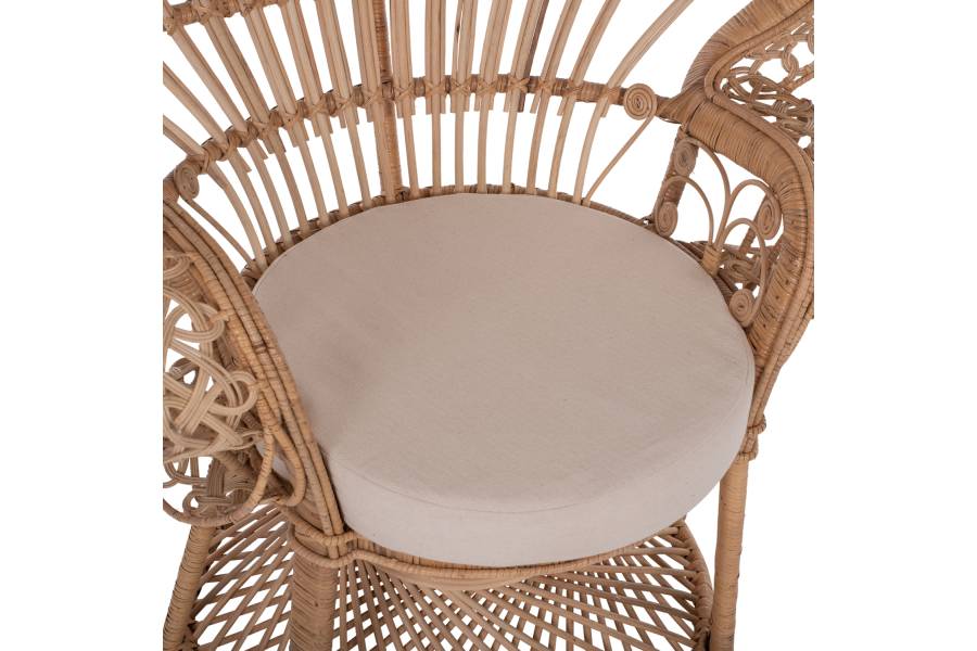 ΠΟΛΥΘΡΟΝΑ ROYAL PEACOCK HM9342 RATTAN ΣΕ ΦΥΣΙΚΟ-ΜΑΞΙΛΑΡΙ ΜΠΕΖ 114x72x150Yεκ.