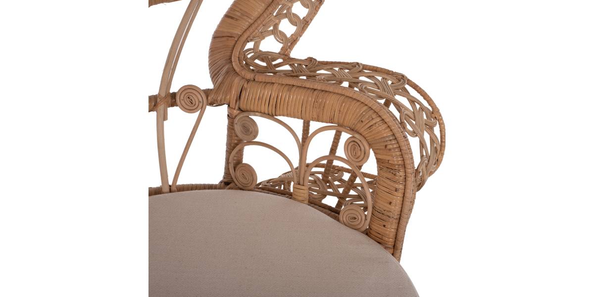 ΠΟΛΥΘΡΟΝΑ ROYAL PEACOCK HM9342 RATTAN ΣΕ ΦΥΣΙΚΟ-ΜΑΞΙΛΑΡΙ ΜΠΕΖ 114x72x150Yεκ.