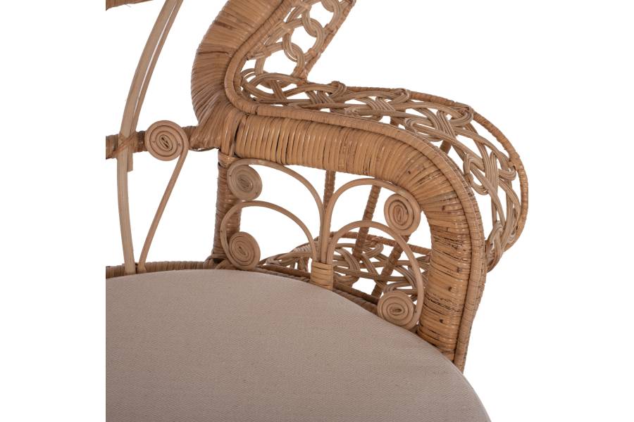ΠΟΛΥΘΡΟΝΑ ROYAL PEACOCK HM9342 RATTAN ΣΕ ΦΥΣΙΚΟ-ΜΑΞΙΛΑΡΙ ΜΠΕΖ 114x72x150Yεκ.