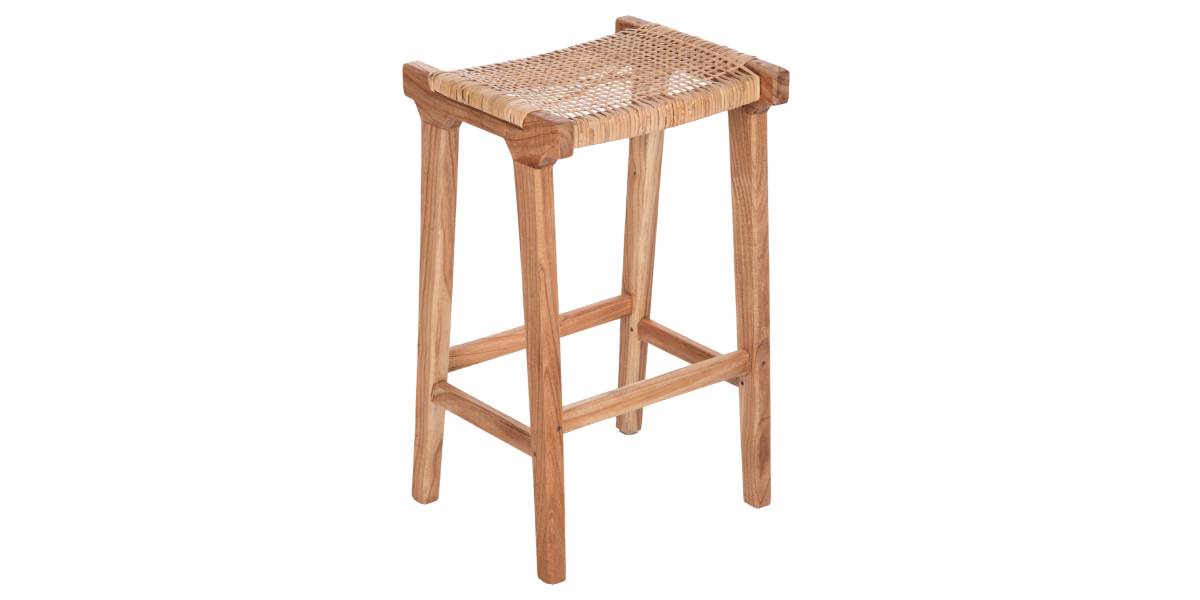 ΣΚΑΜΠΟ ΜΕΣΑΙΟΥ ΥΨΟΥΣ ΑΠΟ MINDI ΞΥΛΟ ΚΑΙ ΚΑΘΙΣΜΑ RATTAN 40X35X66Υεκ.HM9382.11